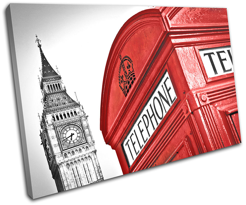 London Telephone Box Landmarks SINGLE CANVAS WALL ART Picture Print VA