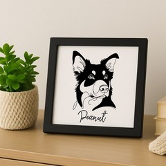 Personalized Laser Engraved Beauceron Dog Portrait on Wood in Frame Handcrafted