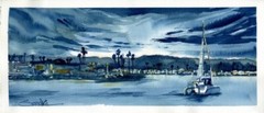 Ventura Harbor : Sandra Watercolors™ California : SIGNED Art Print