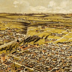 Fort Worth Texas Birds Eye View City Map circa 1891 Vintage Wall Decor Art Print
