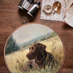 Labrador Retriever Round Wall Art Framed, Chocolate Lab Gift Framed Round Wal…