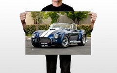 Ford Shelby Cobra Roadster Blue Car White Stripes Art Wall Poster – POSTER 20×30