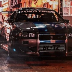 GT Sports Car Toyo Blitz On Night Streets ✅ Poster Canvas Wall Art ✅ 12 X 18 in
