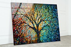 Colored Tree Glass Wall Art