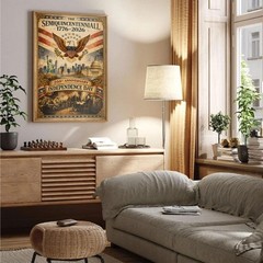 US 250th Anniversary Frog Wall Art Patriotic American Flag Poster Decor