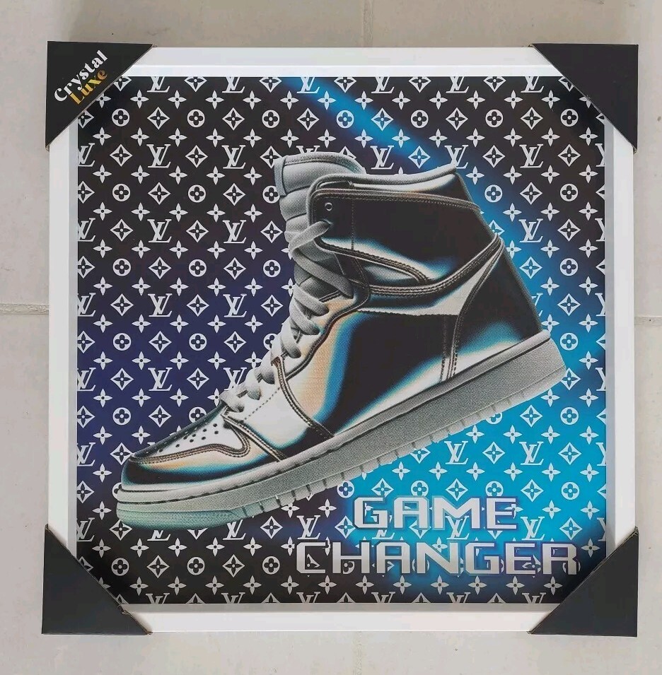 Louis Vuitton 19”X 19” Framed Wall Art Jordan 1 Game Changer Rare