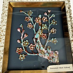 Four Seasons Vtg USA Americana Hand Colored Tree Picture Retro Plastic Frame