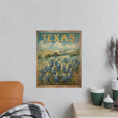TEXAS BLUEBONNET Wall Art, Retro Botanical Home Decor, State Flower Poster Print