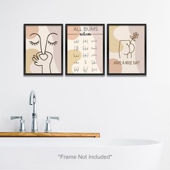 3PCS Funny Neutral Colors Wall Art – Bathroom Decor & Accessories – Prints Pa…