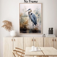 Great Blue Heron Canvas Wall Art Wild Bird Pictures 16″L x 24″W, A-No Frame