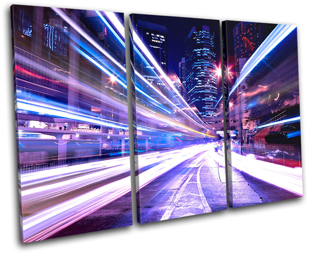 Abstract Cityscape City TREBLE CANVAS WALL ART Picture Print VA