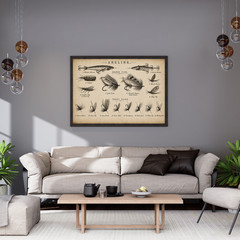 Classic Angling Flies Poster – Vintage Salmon & Trout Lures, Fishing Room Decor