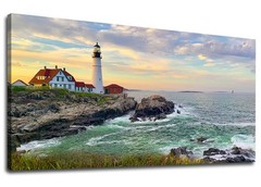 tigeridge Sunset Lighthouse Canvas Wall Art for Living Room Wall Decor Sunset…