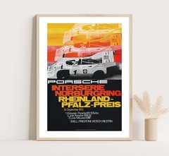 Vintage Porsche 917 Nurburgring Poster 1972 Race Car Wall Art Canvas Decor