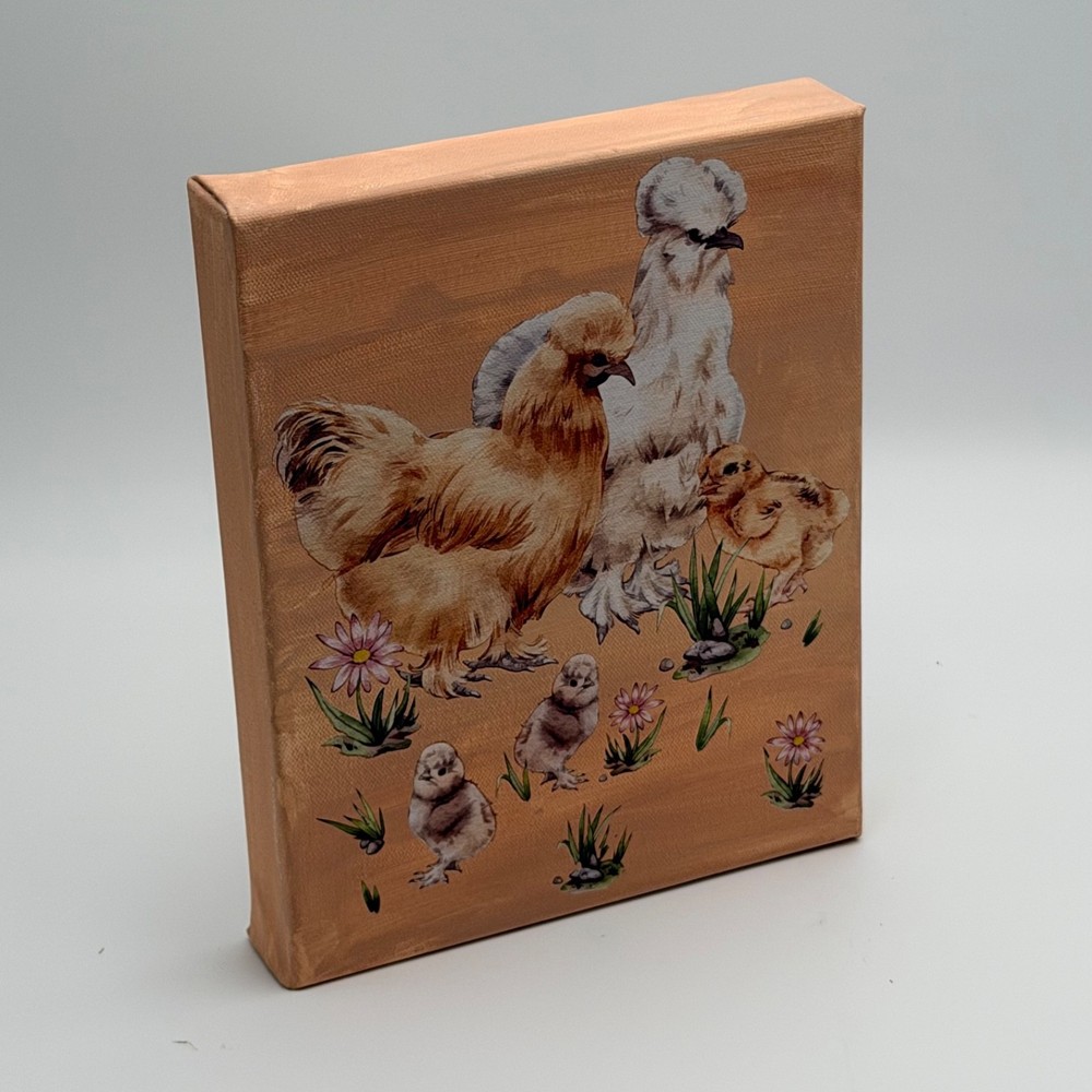 canvas wall art farm animals. Chickens and their chicks