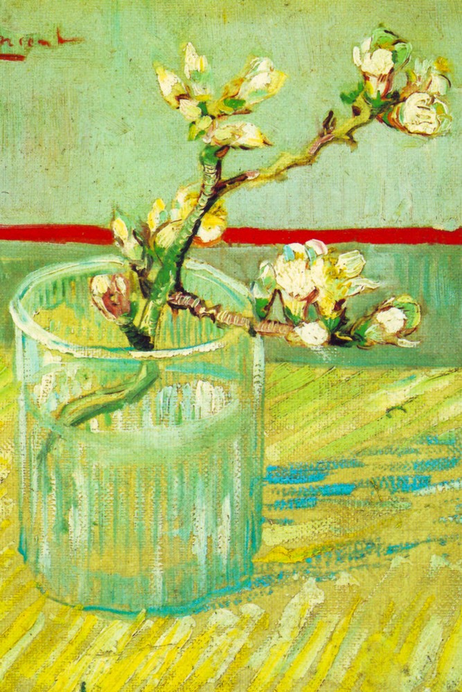 Vincent van Gogh Blossoming Almond Branch in a Glass Painting Poster 12×18