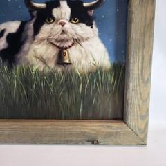 Taurus by Lucia Heffernan Wall Art Framed Cat Cow Whimsical Art 14in x 14in