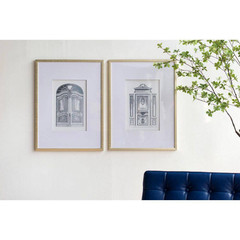 Framed 24 In. X 32 In.Set of 2 Fake Pencil Architectual Wall Art, Wall Decor Acc