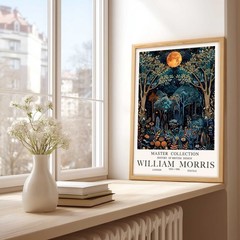 Full Moon Wall Art William Morris Forest Print Night Sky Poster Floral Night Sky