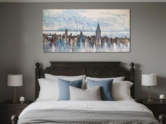 Modern Grey Cityscape Painting for Home Decor
