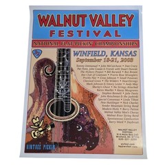 Vintage 2003 Walnut Valley Festival Poster Winfield Kansas Bluegrass Guitar