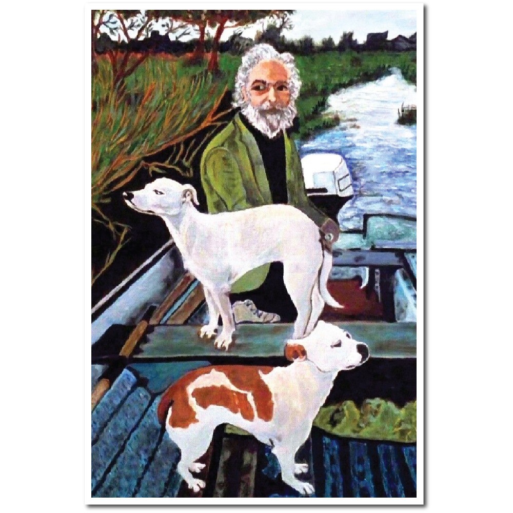 MAN IN BOAT WITH DOGS MOVIE PAINTING GOODFELLAS DECOR ART PRINT POSTER 12X18