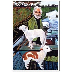 MAN IN BOAT WITH DOGS MOVIE PAINTING GOODFELLAS DECOR ART PRINT POSTER 12X18