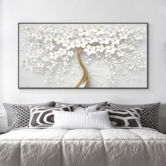 Abstract White Flowers Canvas Painting Canvas Wall Art Poster & Print Wall Mural