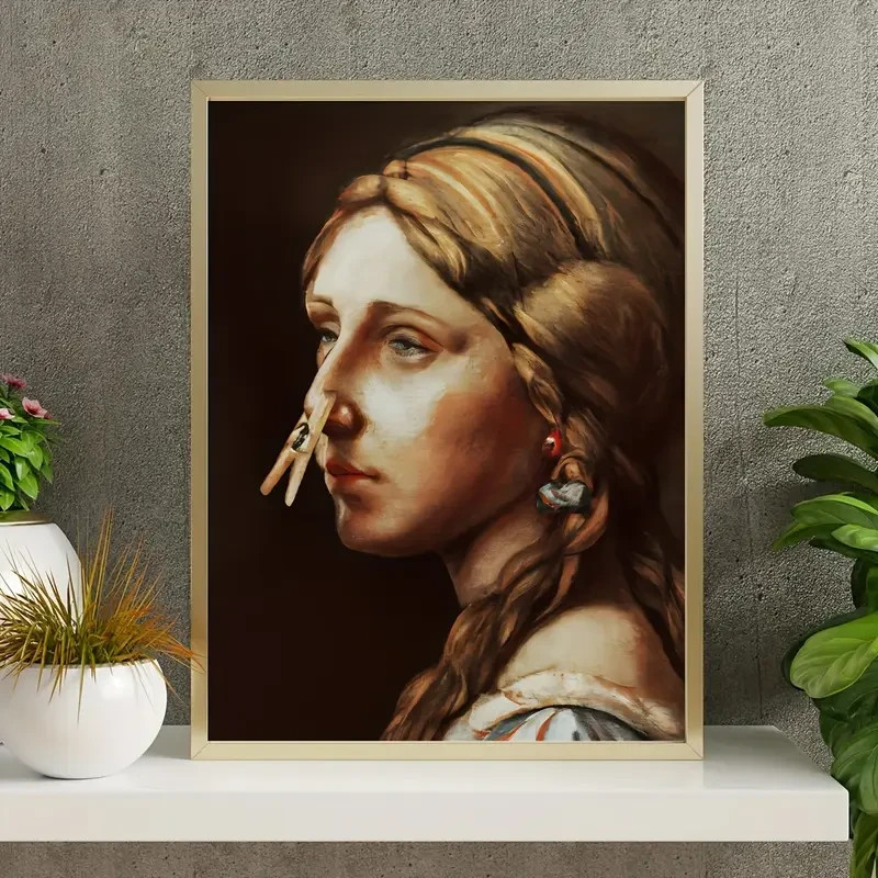 Vintage Toilet Humor Classical Woman Wall Art poster Choose your Size
