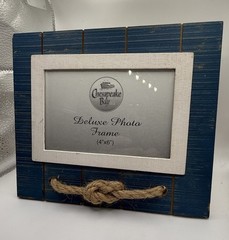 Distressed Nautical Wood Photo Frame Blue Beige 5×7 Coastal Rope Decor