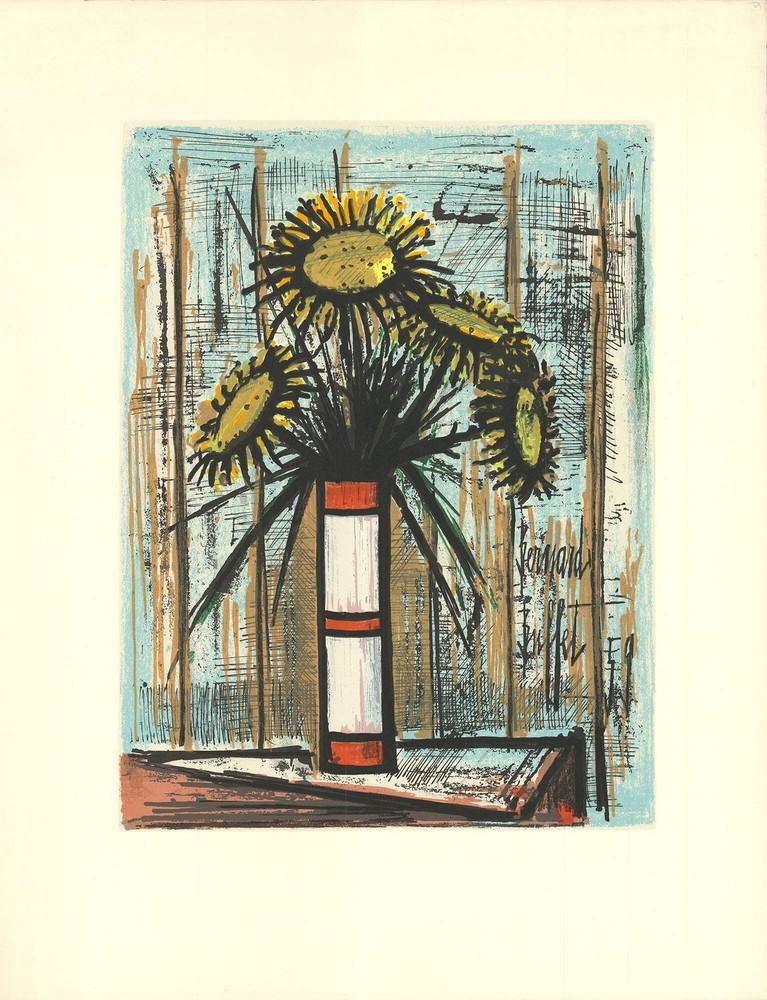 BERNARD BUFFET Sunflowers 33.75″ x 26″ Serigraph 1975