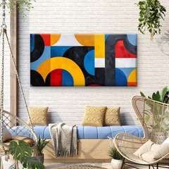 Geometric Abstract Color Blocks Unframed Canvas Painting for Living