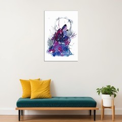 612704 Galaxy Wolf Cutout Watercolor Wall Print Poster