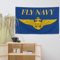 Large Fly Navy Flag Fly Navy Banner Aviator Insignia (1-Sided)