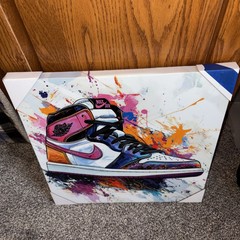 Nike Air Jordan 1 Sneaker Canvas Wall Art Gloss cover finish by 18 x 18 inches