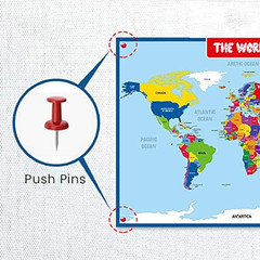 World Map Laminated Poster -Double Side Educational Poster For Kids/Adults -17 x