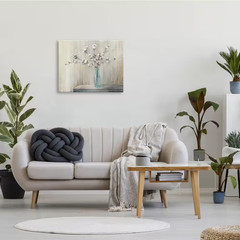 24 In. X 30 In. «Beautiful Cotton Flower Grey Brown Painting» by Julia Purinton