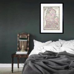 86363 1855 COLTON MAP MICHIGAN VINTAGE BLACK FRAME Decor Wall Print Poster
