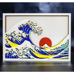3D Layered Wall Art, The Great Wave Japanese Art Print with Frame, Modern Home