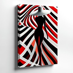 Wall Art Abstract Woman Silhouette Red Black White Striped Modern Poster Print