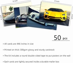 50 Super Car Posters for Boys Room – Vibrant Wall Collage Art Prints 4×6 inches