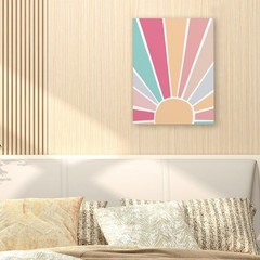 Boho Sun Sunshine Pink Wall Art, 11×14 Inch Framed Canvas Print, Boho Classro…