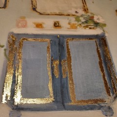 New Wrapped Canvas Wall Art Old World Bathroom Theme Decor Blue Gold