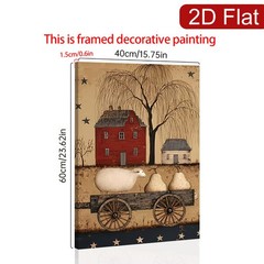 Primitive Farmhouse Sheep and Cart Canvas Wall Art, Rustic Country Home Decor