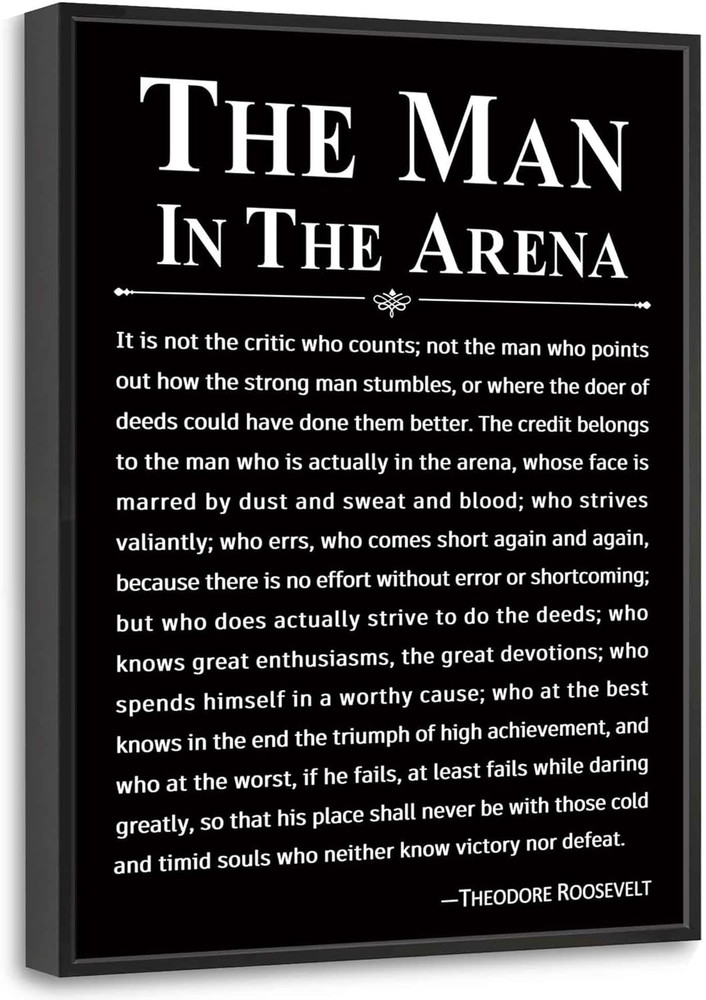 Office Wall Art Inspirational Decor the Man in the Arena Framed 12’’X16’’ Motiva