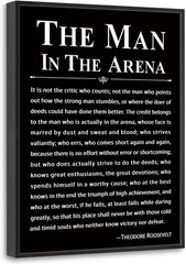 Office Wall Art Inspirational Decor the Man in the Arena Framed 12’’X16’’ Motiva
