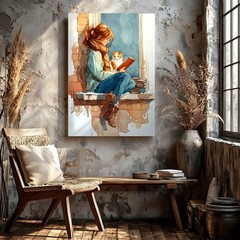 Wall Art Watercolor Floral Sneakers Print Colorful Wildflower Shoes Poster Print