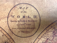 Old World Map Poster Capt. Cooks Tracks 24×36 Antique Educational Wall Chart New