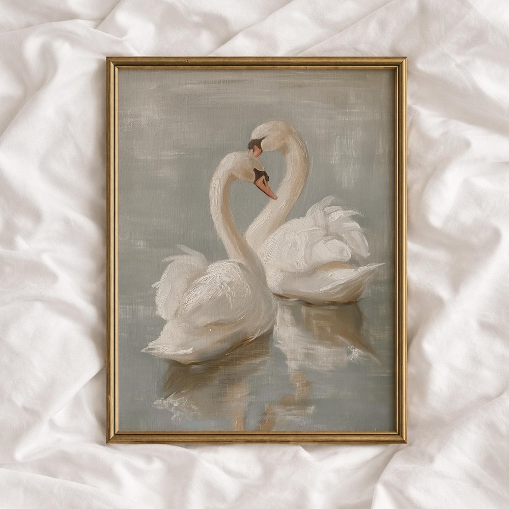 Vintage Swan Printable Wall Art, French Country Bird Print, Antique Decor