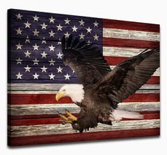 tigeridge Rustic American Flag Canvas Wall Art 16″L x 12″W,